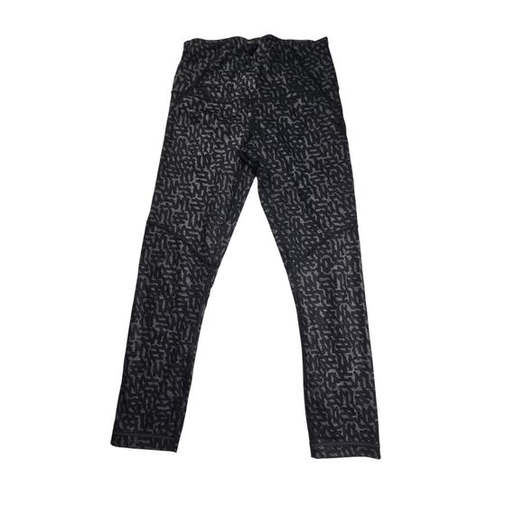 Lululemon Crop Leggings Geometric Pattern Size 4 Side Zip Pocket - Picture 1 of 9